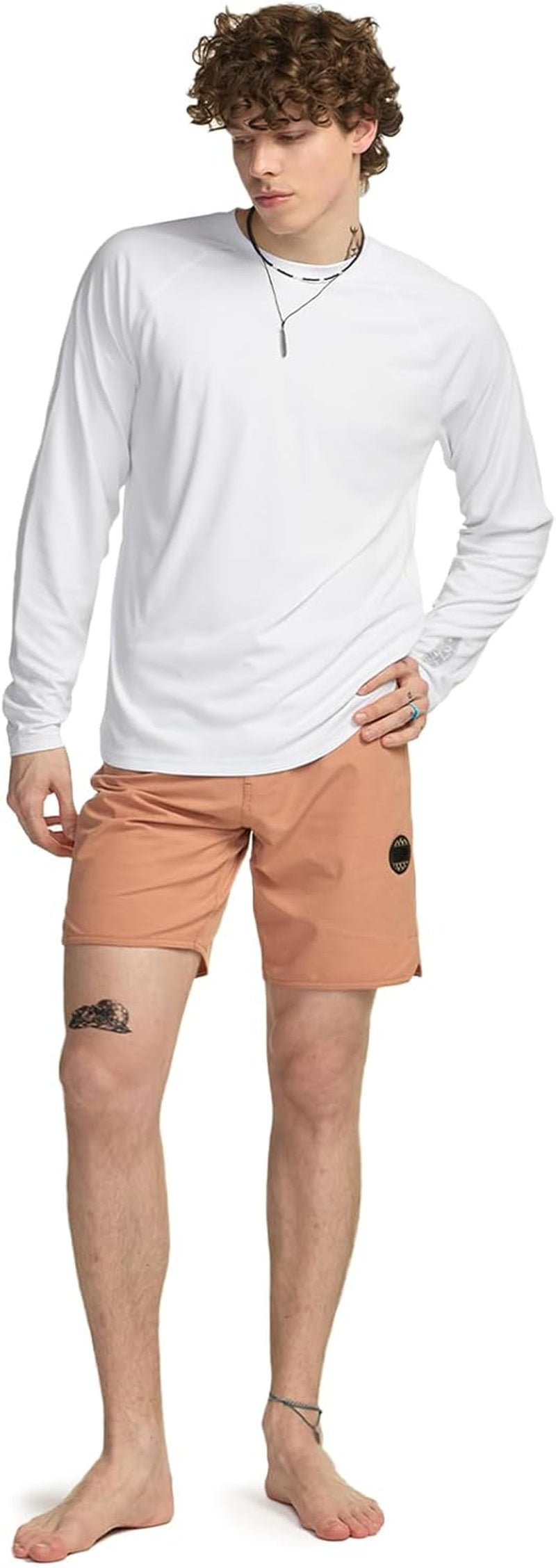 Men'S Rashguard Swim Shirts, UPF 50+ Cool Running Workout Loose-Fit Long Sleeve